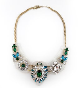 VINTAGE COSTUME ACRYLIC BROOCH NECKLACE