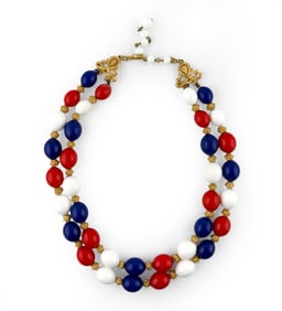 TRIFARI VINTAGE AMERICAN PATRIOTIC BEADED NECKLACE