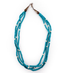 TURQUOISE & PEARL TRIPLE STRAND NECKLACE