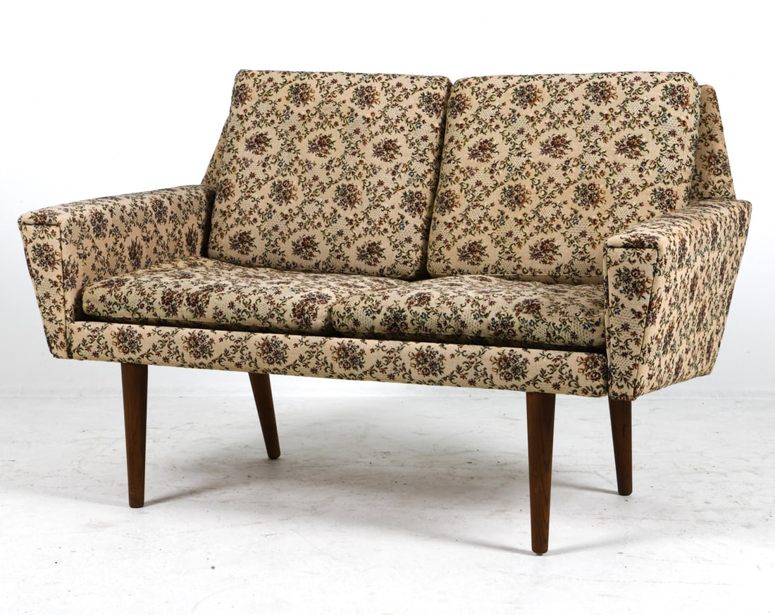 FRITZ HANSEN STYLE DANISH TEAK & WOOL SOFA 1960S (1 of 9)