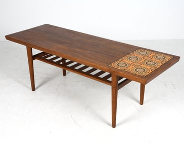 DANISH TEAK & TILE COFFEE TABLE C. 1960S