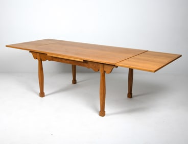 STYLE OF HENNING KJAERNULF OAK DINING TABLE 1970S