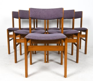 (6) STYLE OF ERIK BUCH BEECH & WOOL DINING CHAIRS