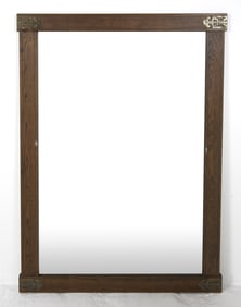 AB CARLSTROM SWEDISH OAK & BRASS WALL MIRROR 1970S