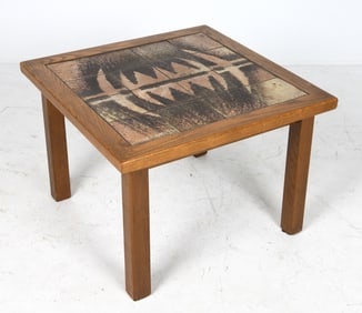 DANISH OAK & CERAMIC TILE COFFEE TABLE C. 1970S