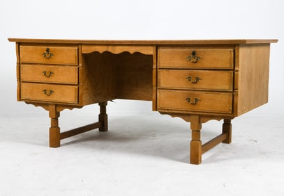 ATTR. HENNING KJAERNULF DANISH OAK DESK C. 1970S