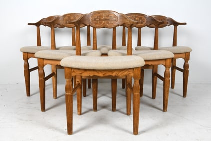 (6) HENNING KJAERNULF DANISH OAK DINING CHAIRS