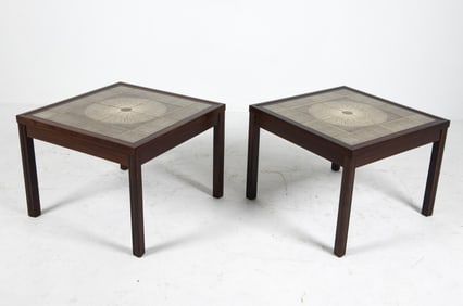 PAIR OF KVALITET ROSEWOOD & TILE END TABLES 1960S