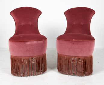 PAIR OF DANISH MOHAIR COCKTAIL CHAIRS C. 1960S