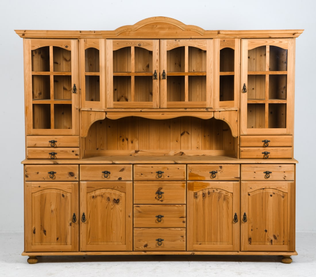 DANISH PINE SIDEBOARD CABINET W/ HUTCH C. 1970S (1 of 9)