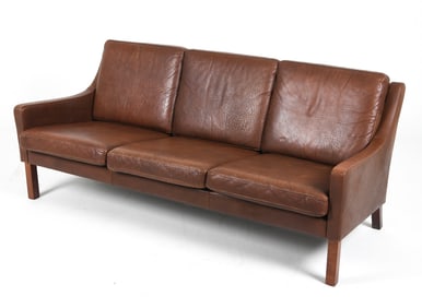 STYLE OF BORGE MOGENSEN DANISH LEATHER SOFA 1970S