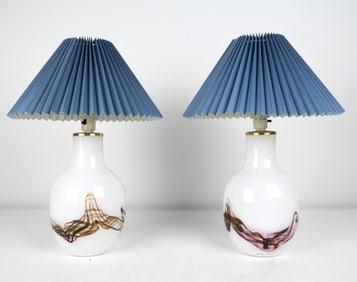 PAIR OF HOLMGAARD GLASS TABLE LAMPS C. 1970S