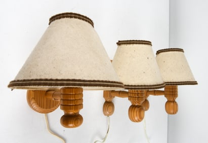 (3) SWEDISH PINE WALL SCONCES C. 1970S