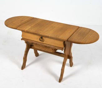STYLE OF HENNING KJAERNULF OAK SEWING TABLE 1960S