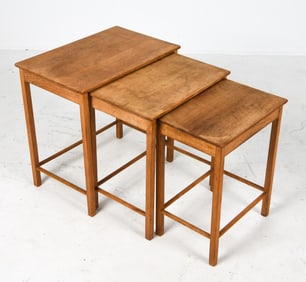 DANISH OAK NESTING TABLES C. 1970S