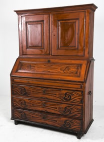 SCANDINAVIAN PAINT DECORATED PINE SECRETARY 19TH C