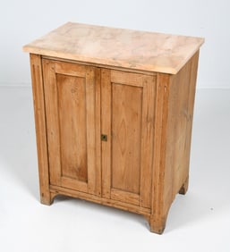 ANTIQUE ENGLISH PINE & MARBLE CABINET 19TH C.