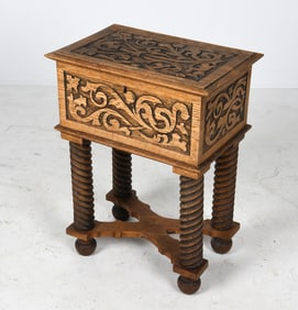 SCANDINAVIAN BAROQUE STYLE OAK TRUNK ON STAND