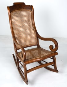SCANDINAVIAN CANED ROCKING CHAIR