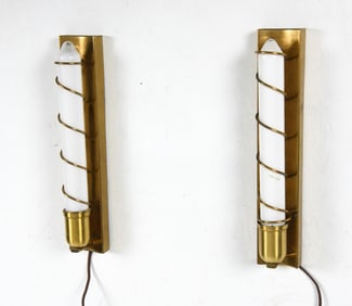PAIR OF ART DECO STYLE SCANDINAVIAN BRASS SCONCES