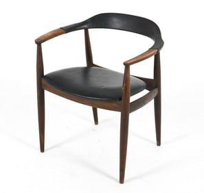 ILLUM WIKKELSO TEAK & LEATHER ARMCHAIR C. 1960S