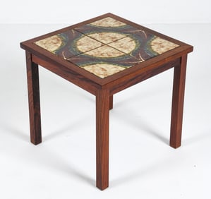 STYLE OF TOFTEN ROSEWOOD & TILE SIDE TABLE 1960S