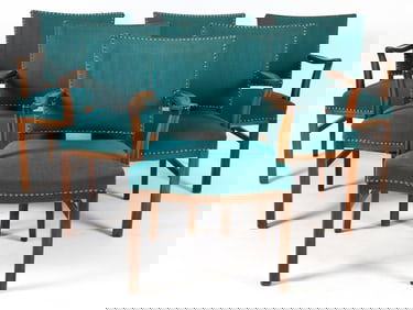 (6) KAARE KLINT STYLE DANISH BEECH ARMCHAIRS