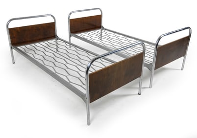 MANNER OF ROBERT SLEZAK CHROME BED FRAMES