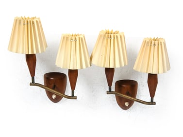 PAIR OF DANISH TEAK WALL SCONCES C. 1960S