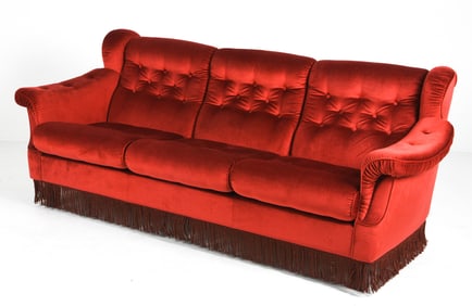 SCANDINAVIAN VELOUR THREE SEATER SOFA C. 1960S