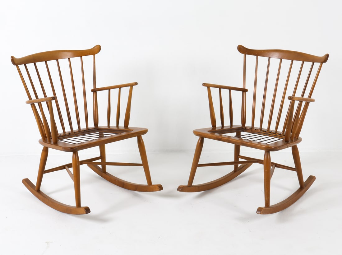 ATTR. BORGE MOGENSEN BEECH ROCKING CHAIRS C. 1970S (1 of 11)