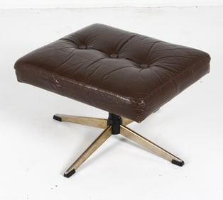 H. W. KLEIN BRAMIN LEATHER & STEEL OTTOMAN C 1970S