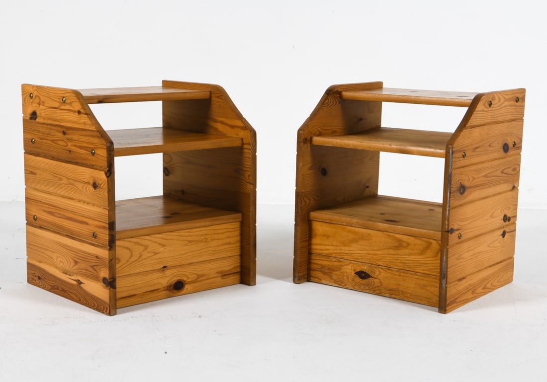 PAIR OF SCANDINAVIAN PINE NIGHTSTANDS C. 1970S (1 of 8)