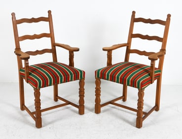 PAIR OF HENNING KJAERNULF STYLE OAK DINING CHAIRS
