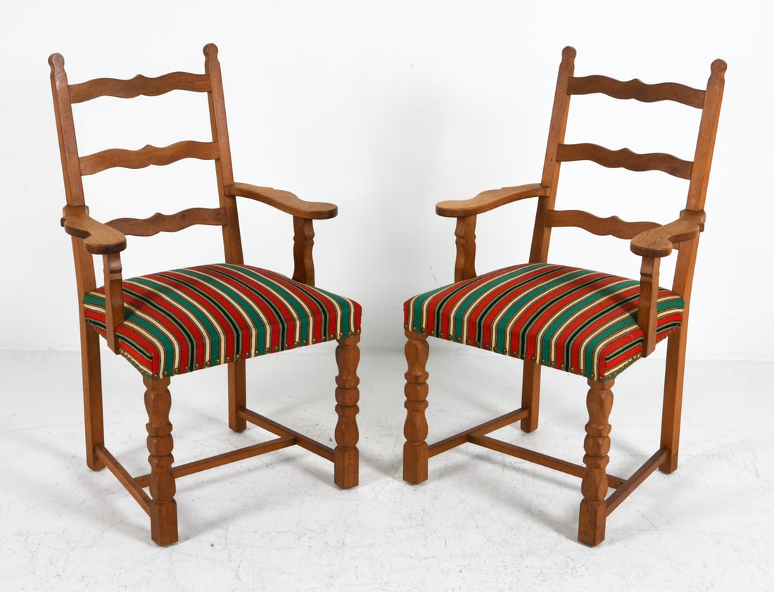 PAIR OF HENNING KJAERNULF STYLE OAK DINING CHAIRS (1 of 8)
