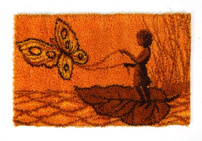 DANISH RYA WOOL PICTORIAL RUG C. 1970S