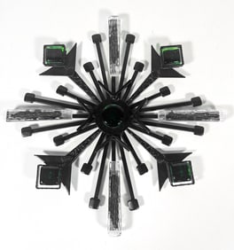 HOGLUND STYLE IRON & GLASS DANISH WALL ART C 1960S