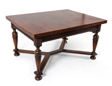 JACOBEAN REVIVIAL DANISH OAK DINING TABLE C. 1940S