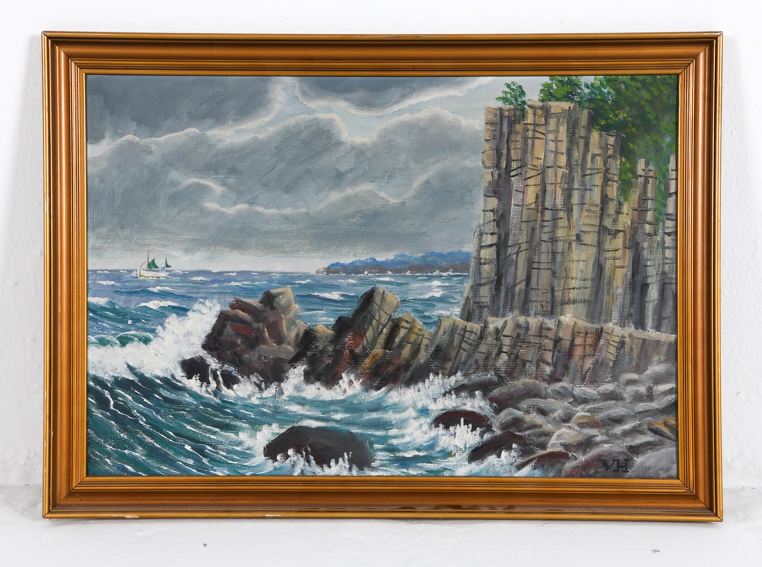 MID-CENTURY DANISH SEASCAPE O/C (1 of 5)