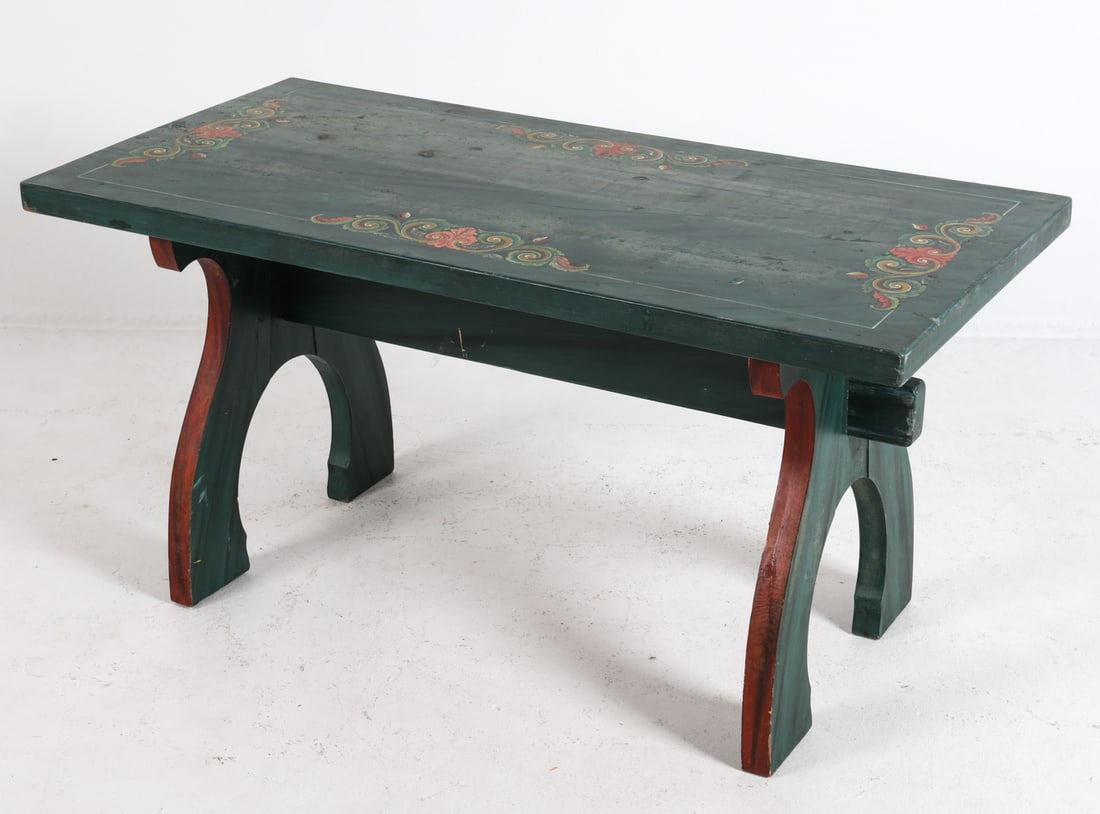 NORWEGIAN PAINT DECORATED COFFEE TABLE 19TH C. (1 of 16)