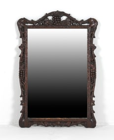 GERMAN CARVED OAK WALL MIRROR 20TH C.