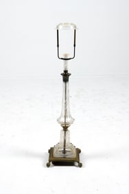 HOLLYWOOD REGENCY STYLE CRYSTAL & BRASS TABLE LAMP