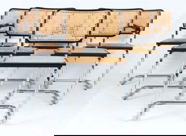 (6) MARCEL BREUER STYLE CANE & CHROME CHAIRS