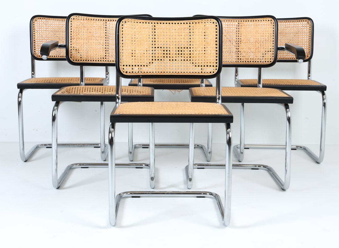 (6) MARCEL BREUER STYLE CANE & CHROME CHAIRS (1 of 15)