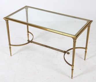 MAISON JANSEN STYLE GLASS AND BRASS COFFEE TABLE