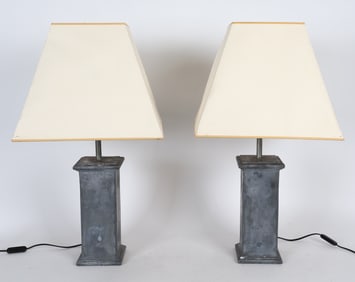 PAIR OF ZINC TABLE LAMPS