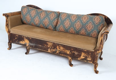 ANTIQUE SWEDISH PAINTED PINE SOFA W/ STORAGE