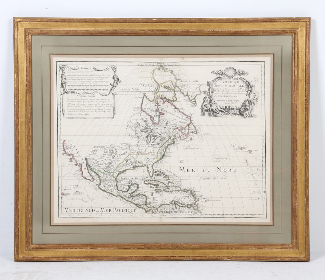 18TH C. GUILLAUME DELISLE MAP OF NORTH AMERICA (1 of 6)