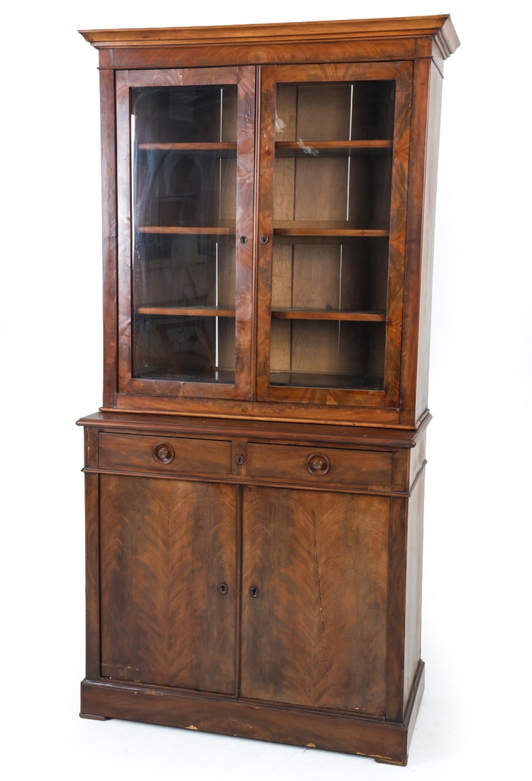 ANTIQUE MAHOGANY BOOKCASE CABINET (1 of 10)