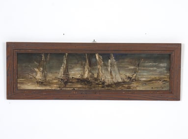 MID-CENTURY SAILBOAT PAINTING O/B